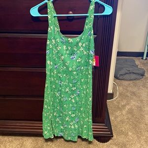 Green Floral Print Summer Dress